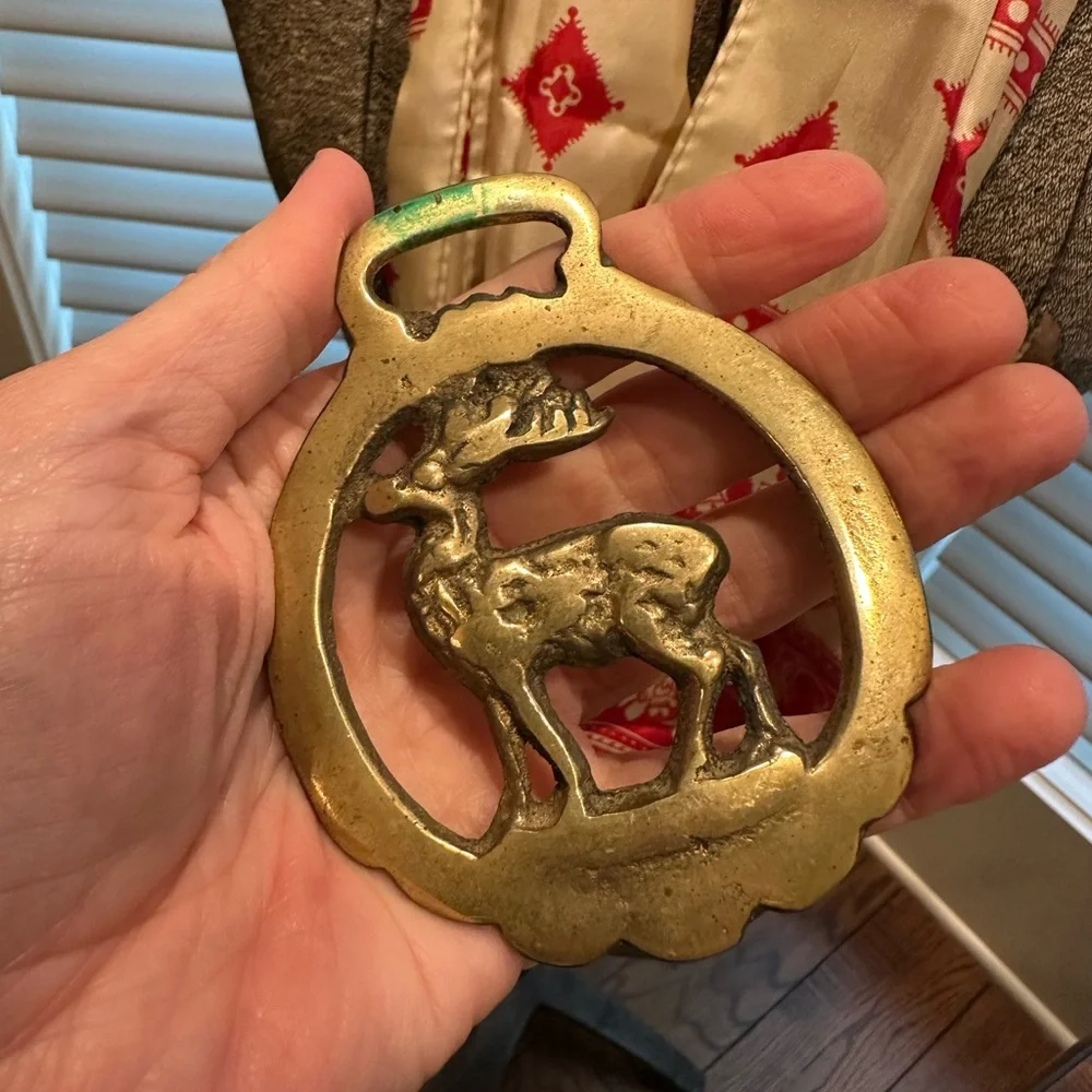 Deer/Elk Vintage Horse Brass (Scarf Slide) - Picture 1 of 4